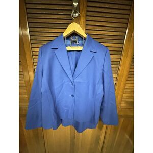 PENDLETON Suit‎ Blazer Skirt Virgin Wool Women's Blue Button Up Pockets Size 18